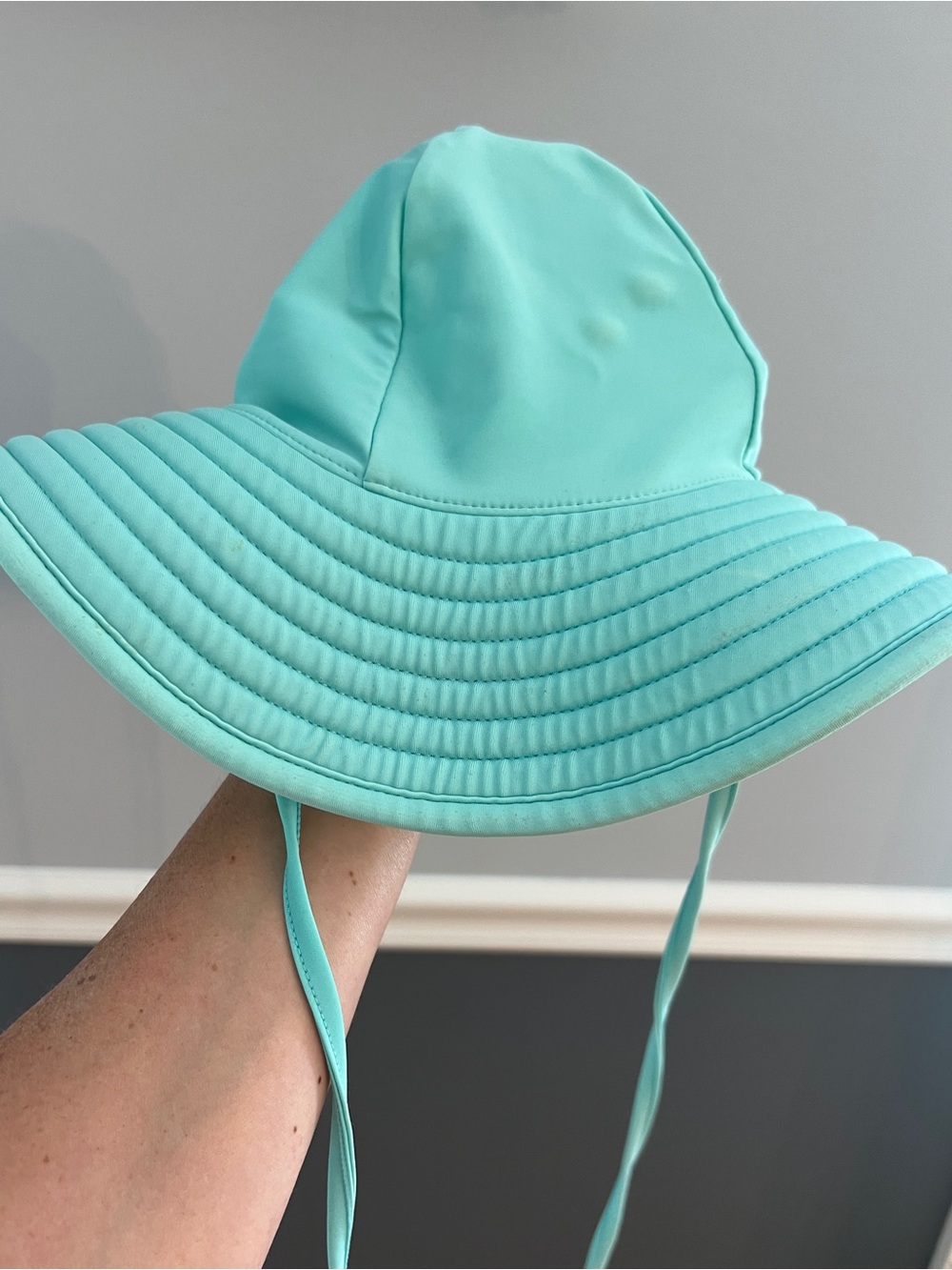 RuffleButts Aqua UPF 50+ Wide Brim Swim Sun Hat 12M-2T